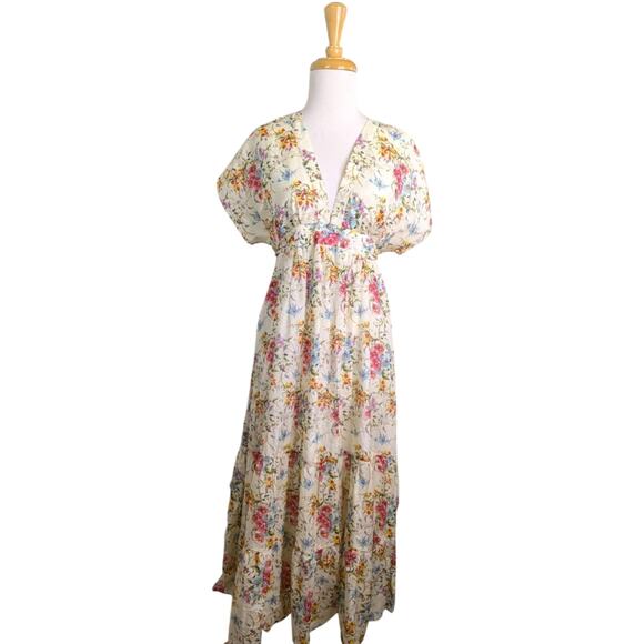 Daughters of the Revolution Floral Maxi Dress XS Boho Cottagecore Feminine Tier - Picture 2 of 11
